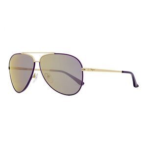 Salvatore Ferragamo Sunglasses Aviator Full Rim, Shiny Light Gold Frame and